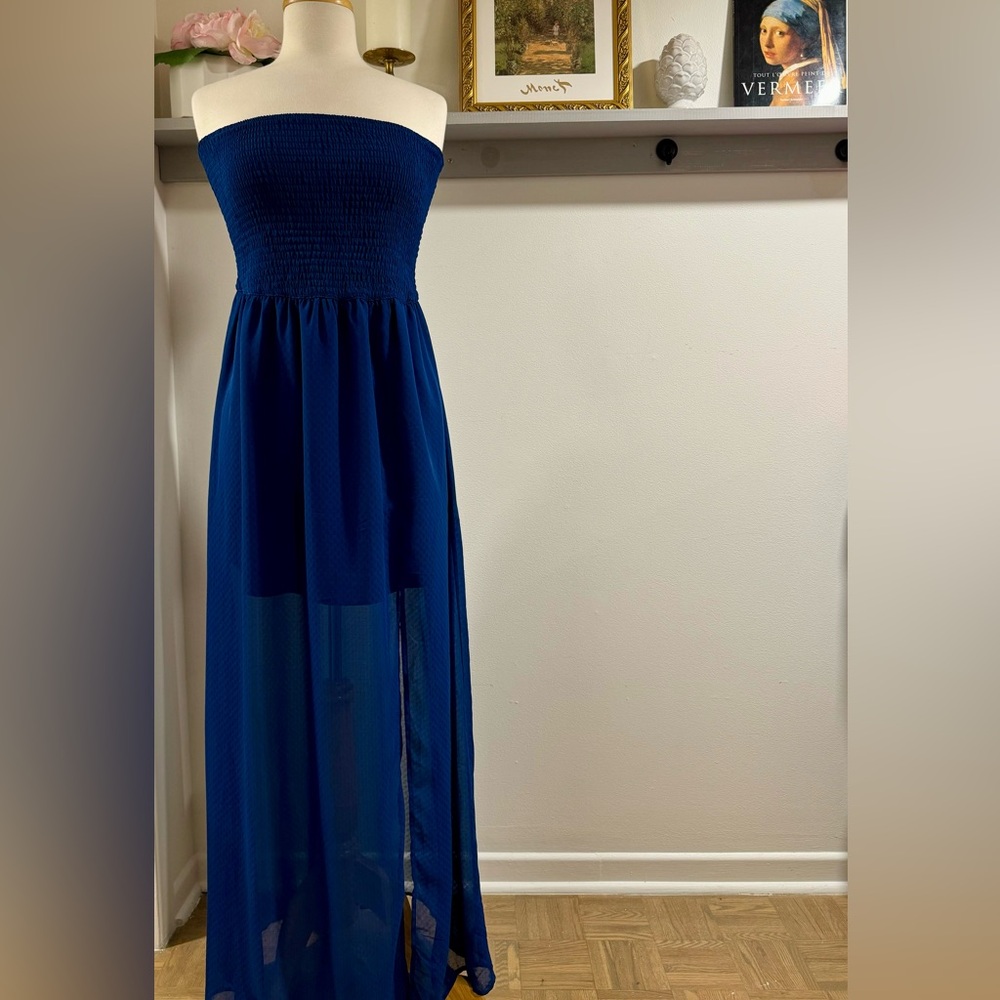 Beautiful Royal Blue Strapless Maxi Dress - Dynamite, Size Large